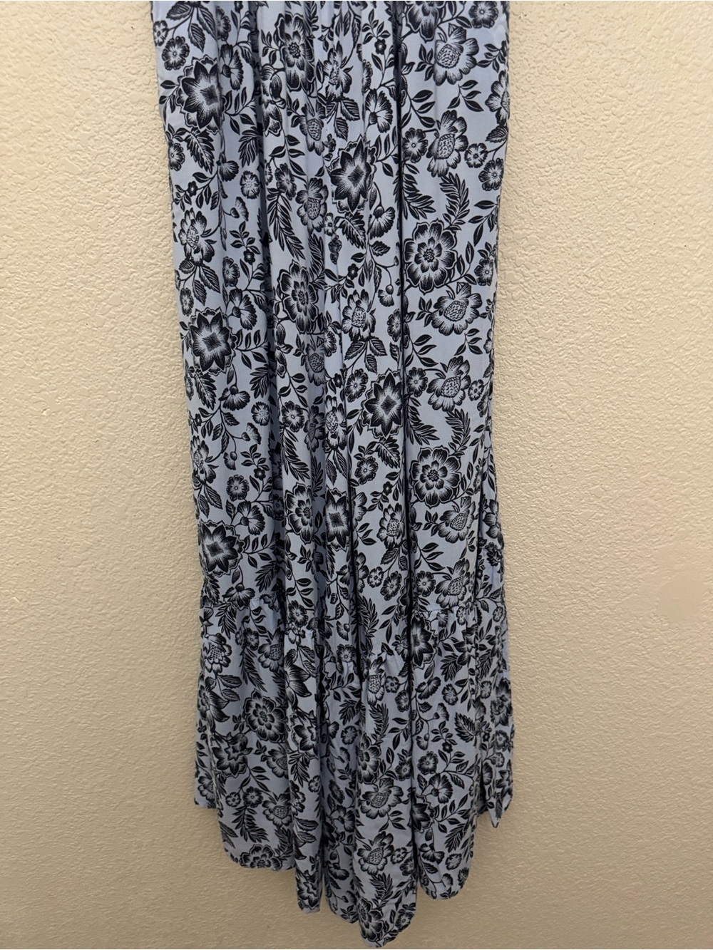 Aerie Blue Floral Smocked Wide Leg Jumpsuit Flowy Boho Pockets Size XL - Picture 7 of 15
